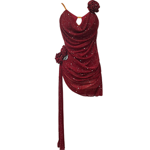 贝蒂拉丁舞服练功服女成人连衣裙套装带胸垫立体花比赛表演服YD20