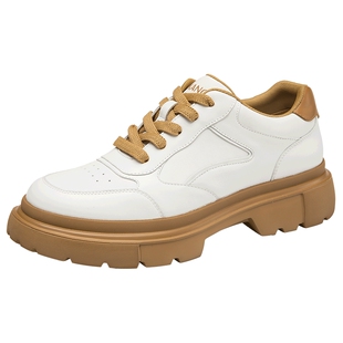 奥康男鞋秋季新款厚底休闲皮鞋青年轻质舒适潮鞋百搭鞋男