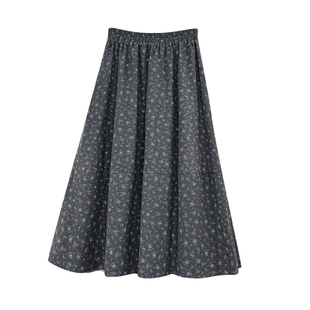 春天复古磨毛碎花大摆半身裙女2026新款春季裙子口袋伞裙半裙春裙