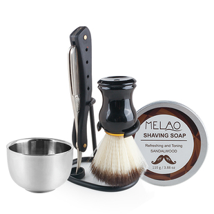 男士修面全套工具套装老式手动剃须刀刮刀胡须软化泡沫膏打泡碗刷