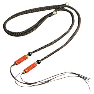 天珠吊坠挂绳横穿男女款手工编织加粗朱砂绿松石翡翠玉坠项链绳子