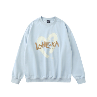 LAMLICKA情侣多巴胺圆领卫衣春秋新款中性风爱心印花百搭宽松上衣
