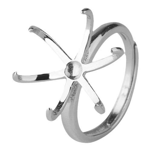 庭祥 S925纯银花朵戒指空托diy镶嵌随形男女戒托活口戒指托纯银托