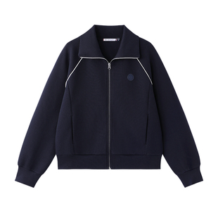 ELLE Active松驰高级miu系运动风翻领外套女户外休闲拉链卫衣夹克