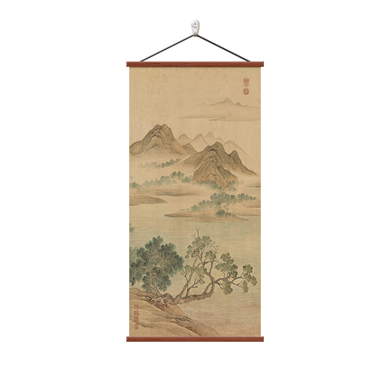湖山春暖图新中式玄关装饰画客厅
