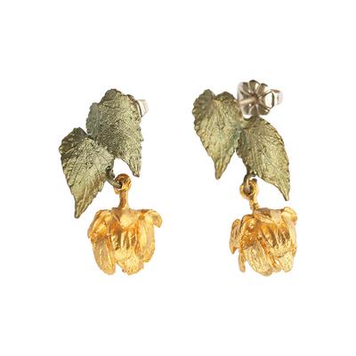 雅致复古啤酒花耳钉手工植物珠宝