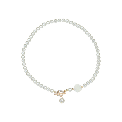 PP饰品原创小众法式玫瑰珍珠项链