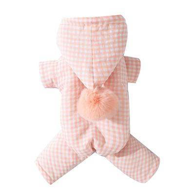 嬉皮狗泡泡格子连帽四脚加厚棉衣