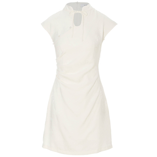 sincethen 新中式连衣裙短款收腰裙子改良旗袍裙白色小个子礼服女