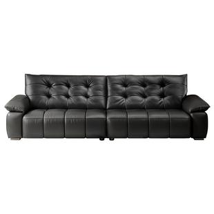 全友家居2025新款简约黑色真皮沙发轻奢客厅钢琴键大黑牛沙发家具