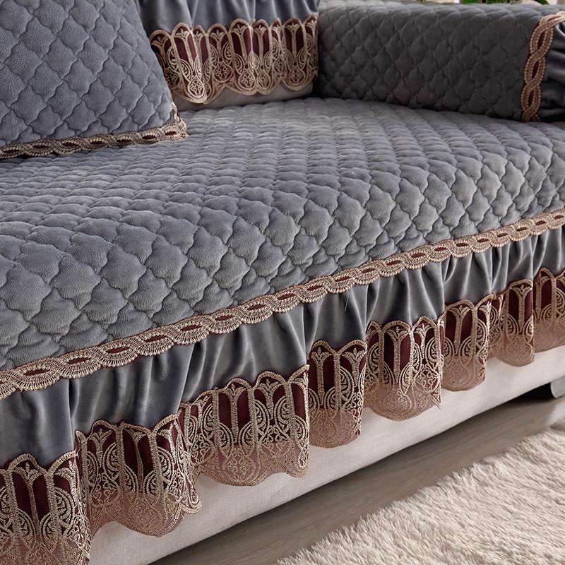 毛绒沙发垫四季通用布艺防滑坐垫靠背巾客厅欧式全包沙发套罩冬季