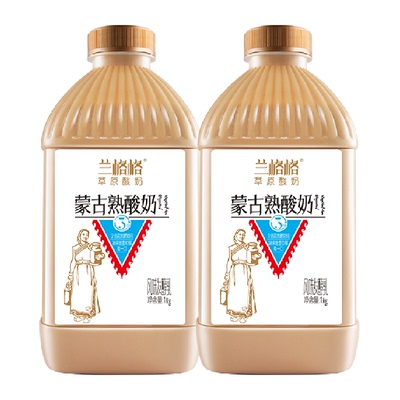 兰格格蒙古炭烧熟酸奶1kg×2桶