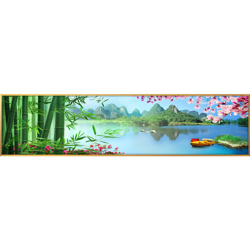 竹报平安风景画现代简约风水壁画