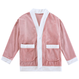 法兰绒睡衣上衣冬季女款加厚加绒2025年新款冬款大码珊瑚绒秋冬天