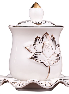 陶瓷供杯莲花供水杯佛前供佛水杯佛堂观音净水杯招财供财神圣水杯