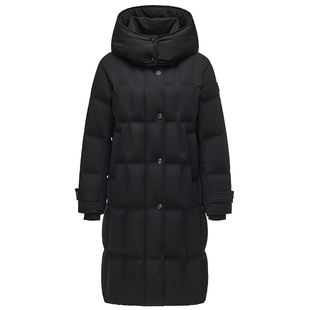 坦博尔鹅绒服女款2025新款中长款可脱卸帽加厚保暖羽绒服冬季外套