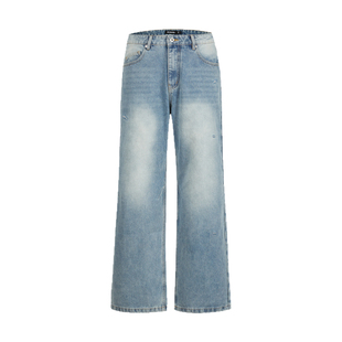 Remedy美式复古水洗磨破cleanfit牛仔裤男女宽松直筒阔腿休闲长裤