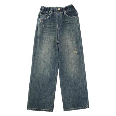 女童加绒裤子秋冬中大童牛仔裤