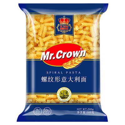 皇冠先生500gMr.Crown螺纹形意大利面 酱料加倍吸附 家庭晚餐速食