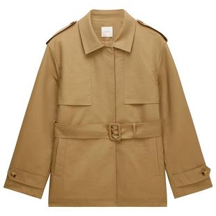 【季末折扣】欧时力 中长款风衣棉服外套复古配腰带2025秋冬新品