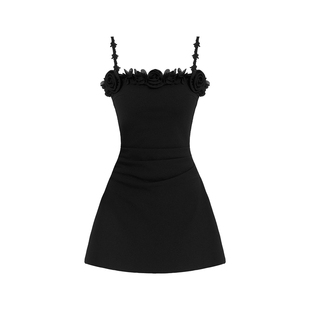 VOCK 袭以玫瑰 高级感气质法式赫本小黑裙年会收腰显瘦礼服连衣裙