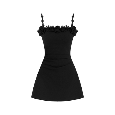 VOCK 袭以玫瑰 高级感气质法式赫本小黑裙年会收腰显瘦礼服连衣裙