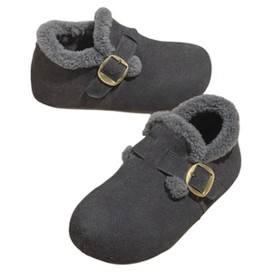 灰色勃肯鞋厚底女款2025新款冬季鞋子加绒雪地靴增高保暖羊毛棉鞋