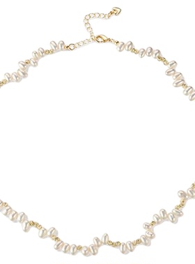 瑟拉蒙巴洛克天然淡水珍珠项链女