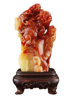 寿山芙蓉石瑞兽呈祥装饰手工艺摆件雕刻艺术玉石收藏送礼精品直销