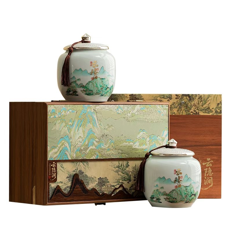 幸印陶瓷千里江山陶瓷茶叶罐