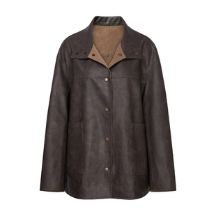 LINE CIEL【官方正品明星同款】两面穿麂皮拼皮夹克外套设计感