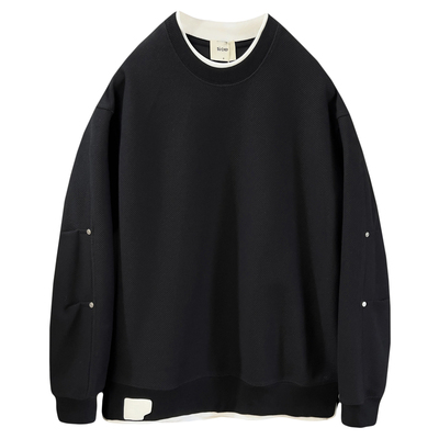 质感螺纹面料假两件圆领套头卫衣