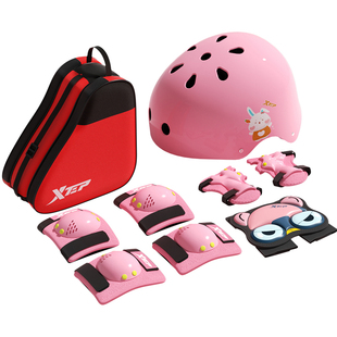 特步轮滑护具护膝儿童护肘防摔骑行专业防护滑板自行车平衡车头盔