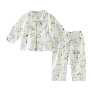 【天竹纱布】宝宝家居服套装夏季竹棉薄款婴儿长袖睡衣儿童空调服