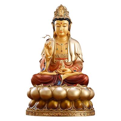 纯黄铜手工彩绘娑婆三圣客厅摆件