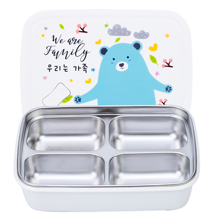 韩国小学生饭盒分格便当盒304不锈钢儿童餐盘防烫餐盒保温带盖男