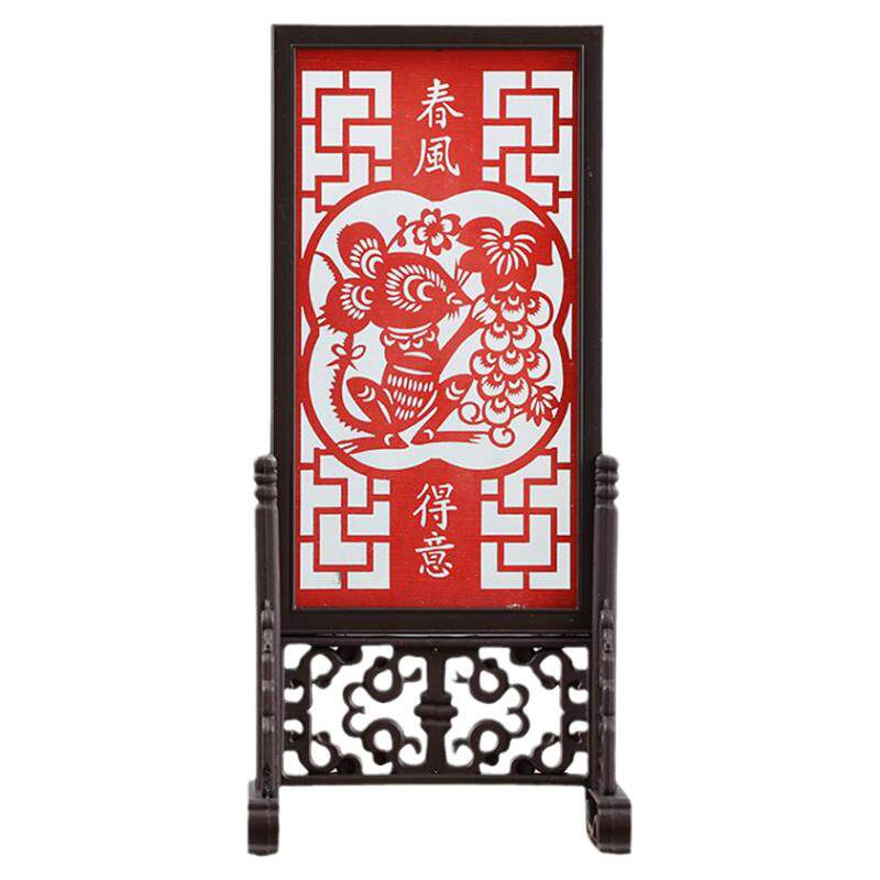 程老师剪纸画小台屏书桌中国特色