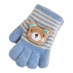 儿童五指手套冬季加绒保暖针织小孩学生写字男女小童宝宝手指幼儿