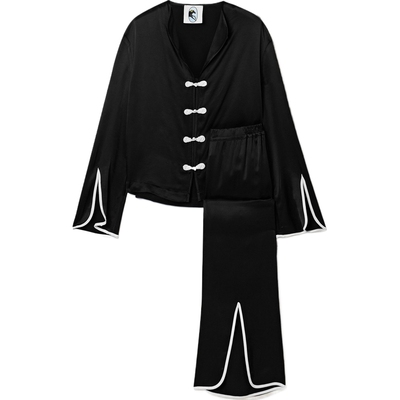 SLEEPER春夏女士中式宽松缎布睡衣套装