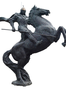 古代士兵骑马园林大型人物雕塑