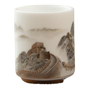 德化陶瓷【茶杯】龙抬头70ml/羊脂玉瓷/堆金素烧/主人杯品茗个人