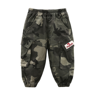 儿童迷彩男童裤子春秋新款中小童男孩冬装工装裤休闲洋气帅气长裤