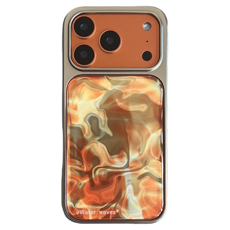 韩系ins夏天橙色水波纹苹果17手机壳适用iPhone17promax简约新款16pro小众情侣超火15超好看独特14全
