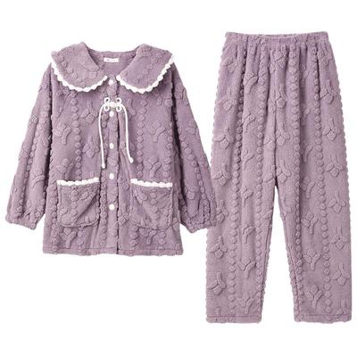 畹町雕花绒国风盘扣家居服套装