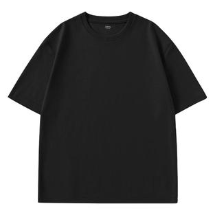 班尼路黑色正肩短袖t恤男款夏季休闲宽松纯棉半袖男士圆领体恤A