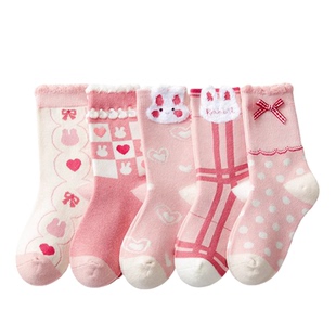 儿童袜子女童春秋季女宝宝中筒无骨纯棉袜女孩秋款全棉高筒大童袜