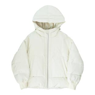 清仓」冬短款连帽高领棉麻羽绒服女加厚面包服防风保暖小个子外套