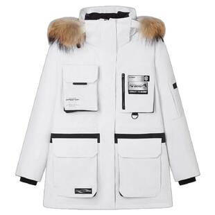 TeenieWeenie小熊奥莱轻甜派克潮酷工装风保暖白色连帽羽绒服女装