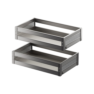 四季沐歌拉篮厨房橱柜碗碟篮铝合金板状抽屉式锅具阻尼收纳双层篮