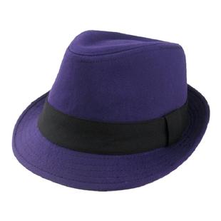 春夏季韩版帽子男女士小沿帽纯紫色翻边遮阳凉爽嘻哈街舞小礼帽